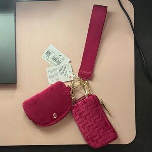 lululemon Magenta/Gold Double pouch wristlet - Brand New